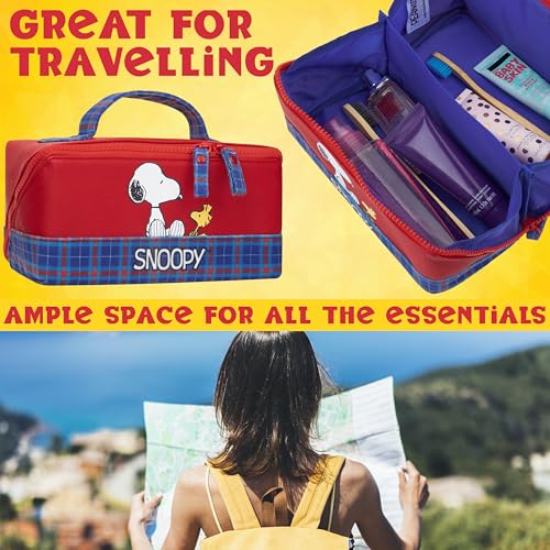 Image of Get Trend Peanuts Snoopy Toiletry Bag, Travel Essentials, Girls Makeup Bag, Cruise Essentials, Travel Accessories, Gifts for Women, Teens (Red Snoopy)