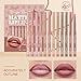 Baorder 12PCS Creamy Matte Lip Liner Pencil Set, Waterproof Long Lasting Color Lipstick,Soft Pink, Lip Filler Liner,Perfect Pout Gel Makeup Kit for Women