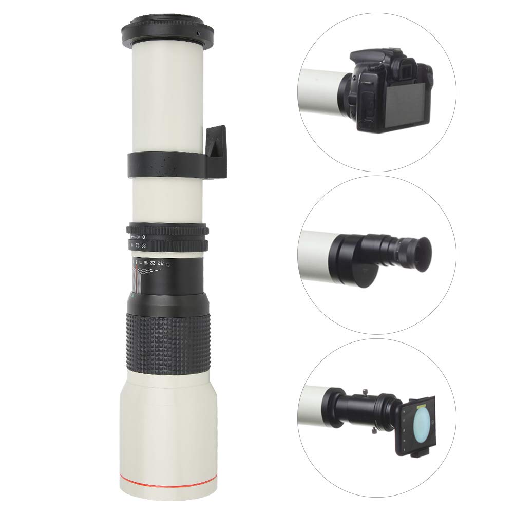 Sxhlseller Teleobiettivo con Focale Fissa da 500 Mm F8-F32 con Messa a Fuoco Manuale per Fotocamera EF-S per Riprese di Animali Selvatici, Paesaggi Naturali, Giochi Sportivi, ECC.