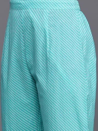Kurta bleu d'exception brodé main ensemble pantalon coton Varanga S