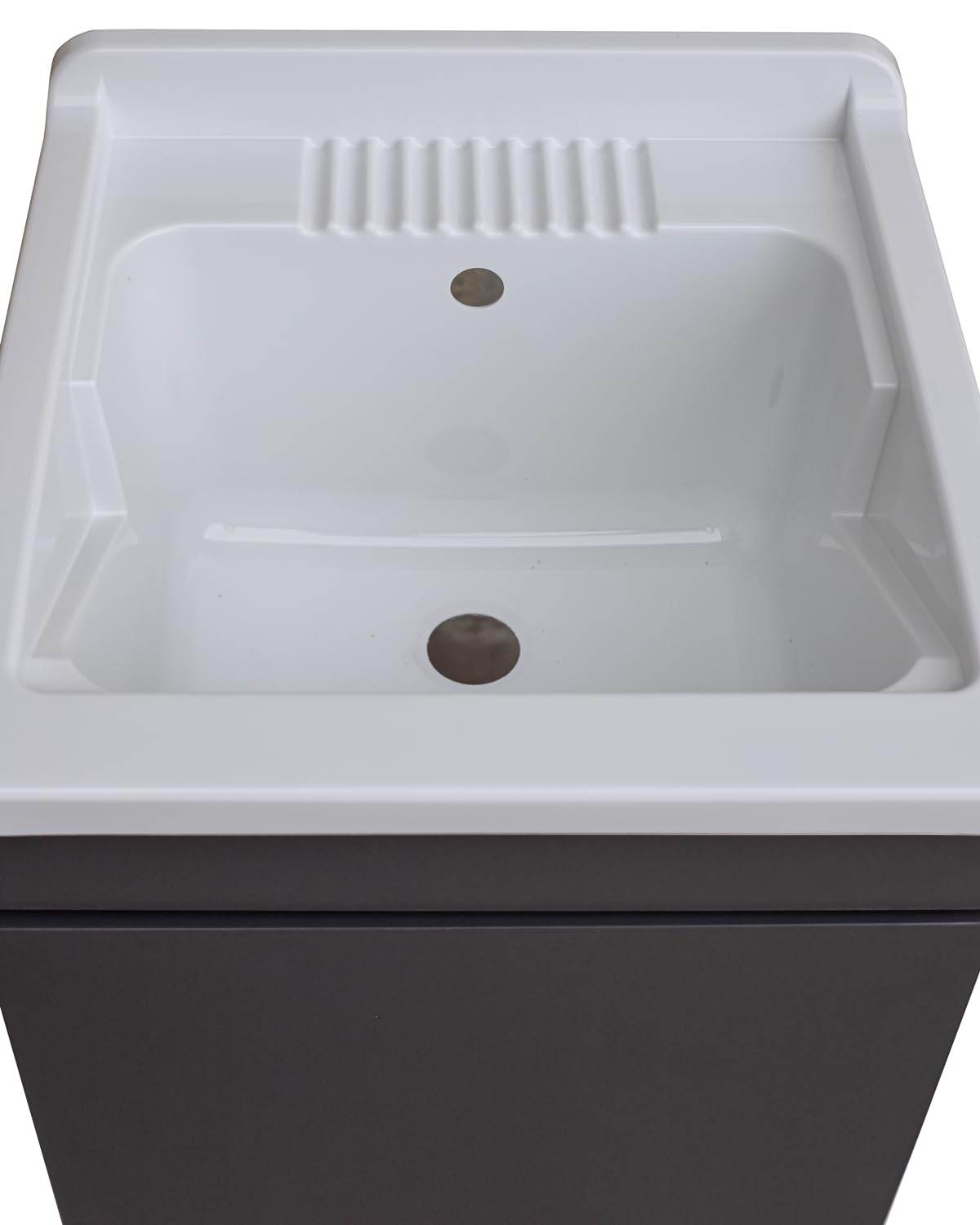 Delmar Mobile Lavatoio Legno Nobilitato Grigio, 45x50 45x60 50x50 60x45 60x50 60x60 75x60 80x50, H85 cm, Con Lavabo Pilozzo Resina, Made in Italy, Già Montato x Bagno Lavanderia (L. 50 x P. 50 cm)