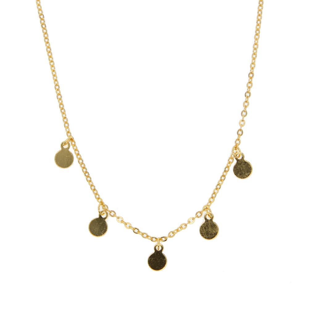 Collana con ciondolo per donna, collana con ciondolo a pois rotondi geometrici minimali ed eleganti, in argento sterling 925, design semplice con piccolo disco, colore oro, delicato collare