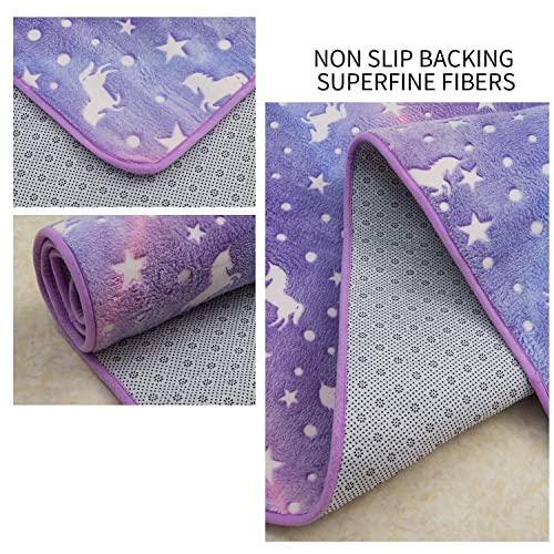 Qh Purple Seamless Unicorn Pattern Glow In The Dark Area Rug Area Rug For Living Room Bedroom Playing Room Size 5'X6' #TOP3