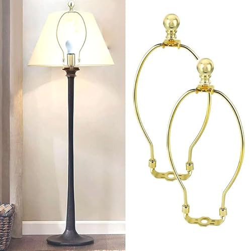 Woyttsysm 8 Inch Polished Brass Lamp Harp Holder With Lamp Finials And Standard Saddle Base ,1 Set Detachable Lamp Shade Bracket Holder thumb #1