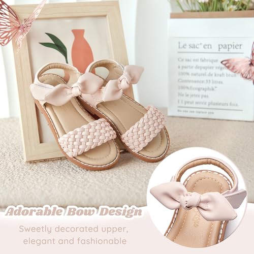 Image of Flaryzone Girls Sandals Open Toe Summer Flats Dress Sandals Shoes Toddler /Little Kid