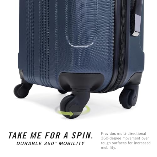 Image of Kenneth Cole REACTION Out of Bounds Lightweight Hardshell 4-Wheel Spinner Luggage, Naval, 20-Inch Carry On