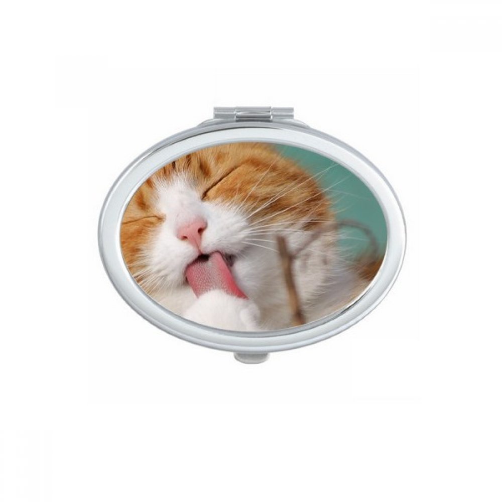 Miroir de poche compact chat jaune pour en finir avec le maquillage raté
