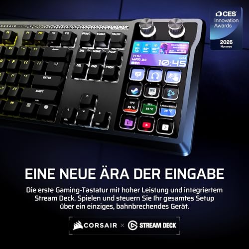 Corsair Galleon 100 SD RGB Mechanische Kabelgebundene Gaming-Tastatur | QWERTZ DE, Stream Deck-Integration, MLX Pulse Hot-Swap-Tastenschalter, FlashTap SOCD, 8000Hz