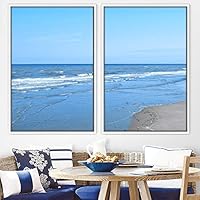 2 Piece Framed Canvas Wall Art Coastal Beach Canvas Prints Home Artwork Decoration for Living Room,Bedroom - 16
