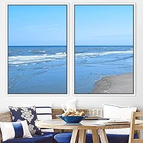 signwin 2 Piece Framed Canvas Wall Art Coastal...