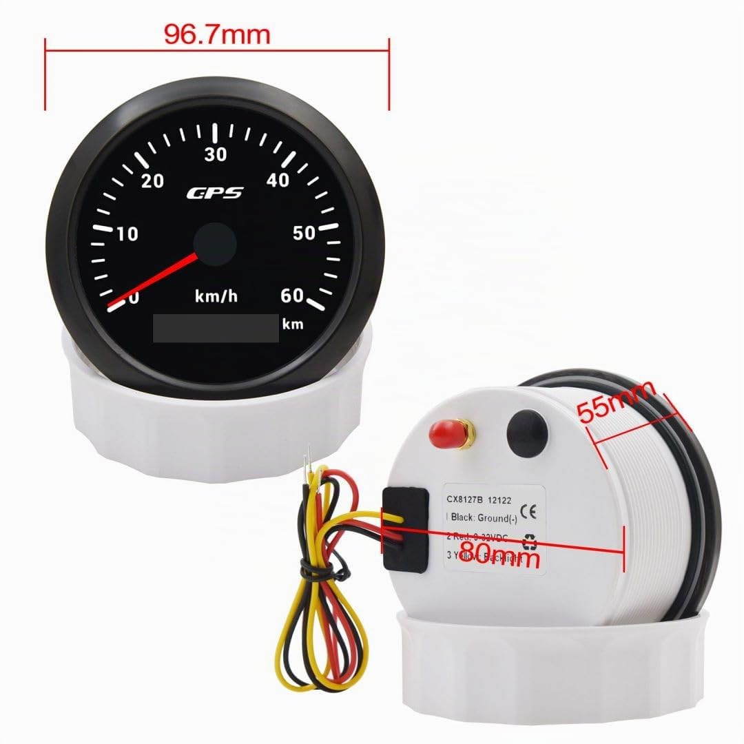 Geloo 85MM GPS tachimetro, 7 colori retroilluminazione 60KM/H contachilometri misuratore di velocità per moto barca marina camion auto con antenna GPS