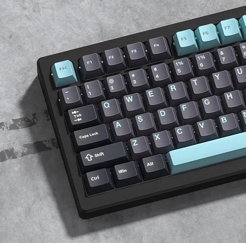 PBTキーキャップ、グレー/ダークブルー、チェリープロファイル、日本スタイル、138キー、60% 65% 75% 100% TKL USレイアウトメカニカルキーボード対応