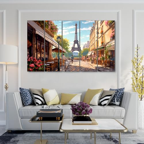 Image of The Castle Decor Eiffel Tower Painting With Frame 5 Big Size (36x60) wall Art for Living Room,bedroom,drawing Room,hotels-wooden Framed-digital Painting