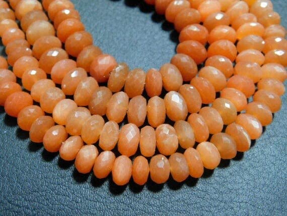 Pierre de lune pêche facettée 8mm perles rondelles pour bracelet et collier en perles naturelles