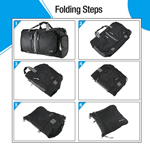 ProCase Foldable Travel Duffel Bag, 35L Waterproof Gym Sports Bag Lightweight Storage Carry Duffle Tote Bag for Luggage Gym Sports – Black