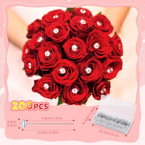 image for Zxiixz 200 Pcs Corsage Bouquet Pins, 2 Inch Diamond Boutonniere Flower