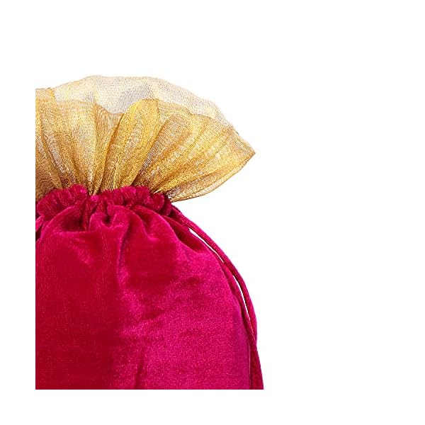Meher Collection Women's Velvet Traditional Potli Bags for Return Gifts Wedding Gift for mom Potli Purse Gift Bags Fancy Potli bag (Pink) - Image 3