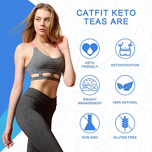 Catfit Keto Detox Tea For Belly Fat And Colon Cleanse - All Natural Detox And Cleanse, Supports A Healthy Weight, Helps Reduce Bloating, Natural Energy, Supports Immune System, Vegan, 28 Day #TOP1
