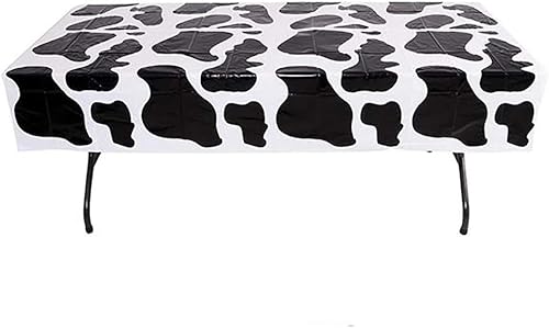 Miniatura 2 de The Dreidel Company Mantel con puntos de vaca de 54 x 72 pulgadas para fiesta temática de animales de granja, fiesta de cumpleaños, mantel de picnic