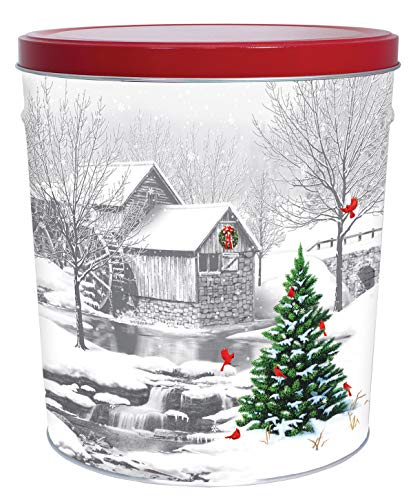 C.R. Frank Popcorn - Gourmet Popcorn Tin, 3.5 Gallon, Snow Covered Mill (Butter, Cheese, and Caramel)