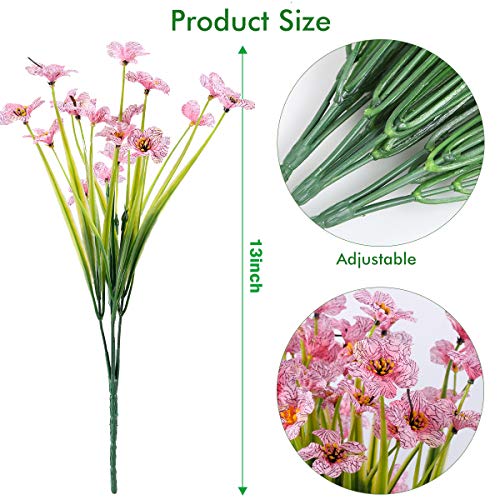 Zeostaro 20 Bundles Artificial Outdoor Flowers Uv Resistant Fake Flowers No Fade Faux Plastic Greenery Shrubs Garden Porch Window Box Decorating(Pink) #TOP2