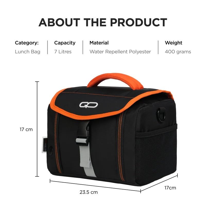 Image of Thermal Lunch Bag | Thermo-Grid Insulated, Water & Leak-Resistant, Easy to Clean | Lightweight School Lunch Box Bag with Shoulder Strap (Black)