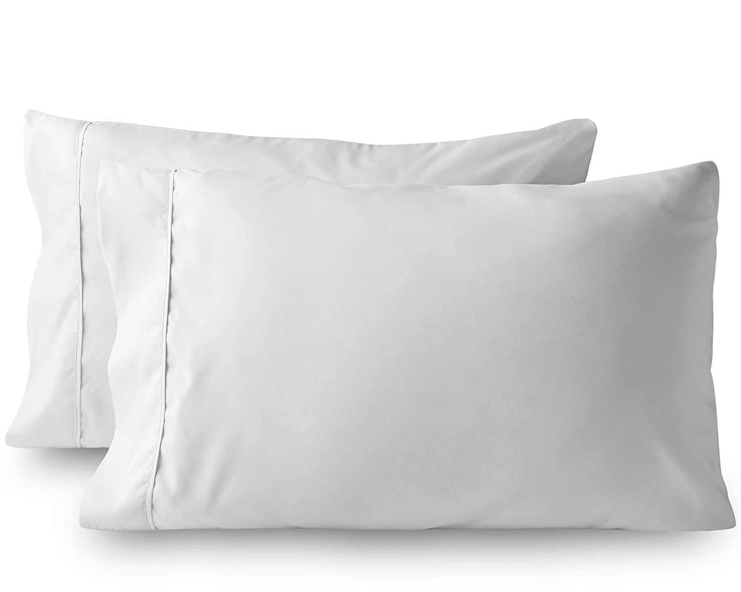 2pc Set of Pillow Cases 600TC- Egyptian Cotton- Silky Soft & Wrinkle Free Bed Pillow Cover (King 20" x 40", White)