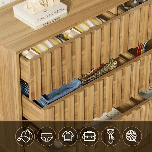UEV 9 Drawer Dresser for Bedroom, 59\" Mid Century Style Fluted Dresser with 9 Drawers,Long Chest of Drawers TV Stand for Bedroom,Hallway