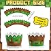 50Pcs Pixel Grass Theme Cupcake Wrappers Video Game Cupcake Liners Gamer Party Cup Cake Holder Wraps Pixel Birthday Cake Decorations for Kids Boys Video Game Pixelated Themed Party Supplies