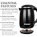 Elite Gourmet EKT1821 1.8L Double Wall Insulated, Cool-Touch 1500W Kettle w/Stainless Steel Interior & Lid, 360° Swivel Base for Cord Free Serving, Power On Lever, Auto Shut-Off, Boil Dry, Black