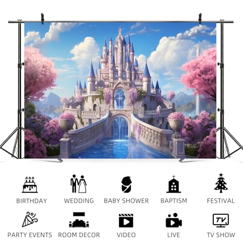 Fondo Fotográfico 7x5ft Castillo Princesa Floral Rosa miniatura 5