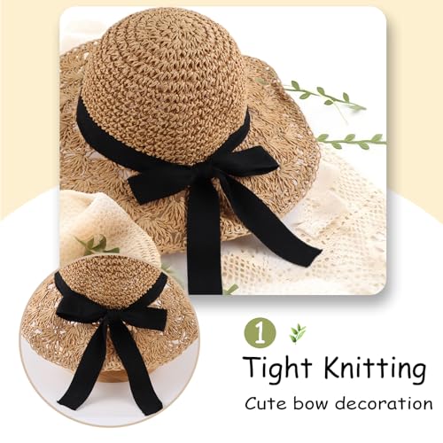 Baby Girl Sun Hat for Toddler Straw Hats Kids Bucket Hat with Bow Flower Baby Sun Cap for Girls Beach Summer Outdoor4