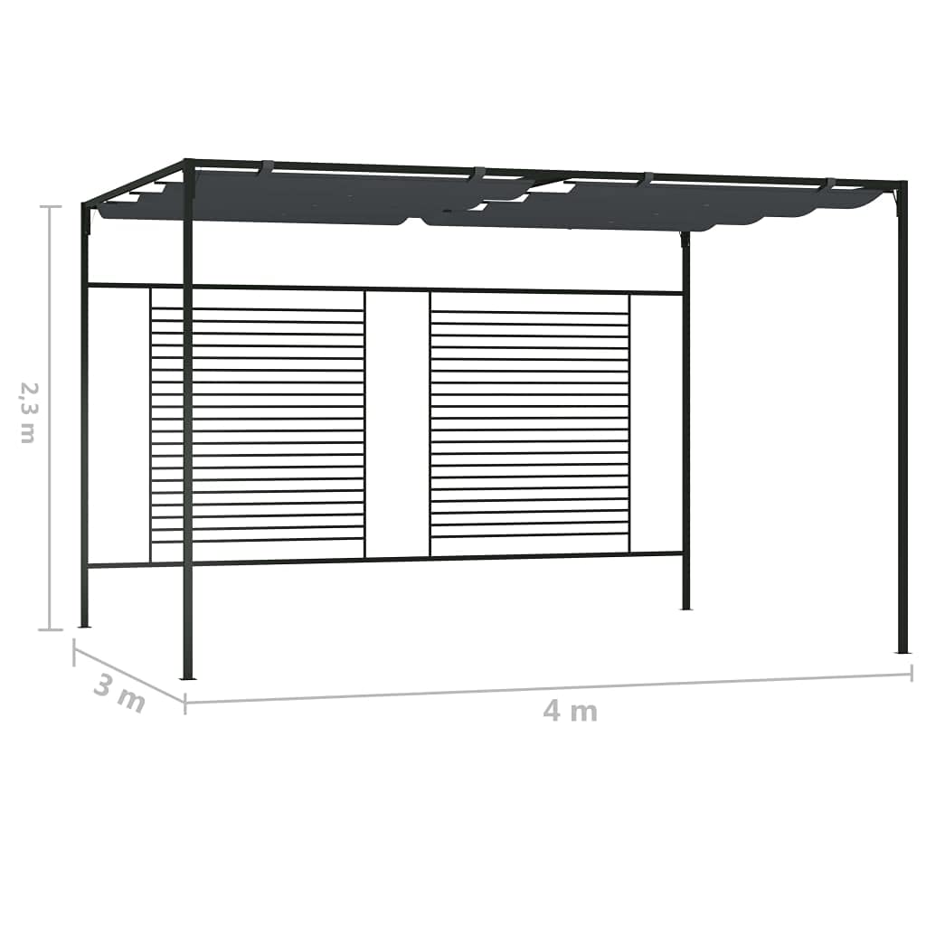 Tende a padiglione， Tetto Retrattile,Da Giardino Gazebo,Tende a padiglione， Zanzariera Adatto Per Terrazze, Balconi, Piscine, Giardini, Campeggio, Eventi 4x3x2,3 M Antracite