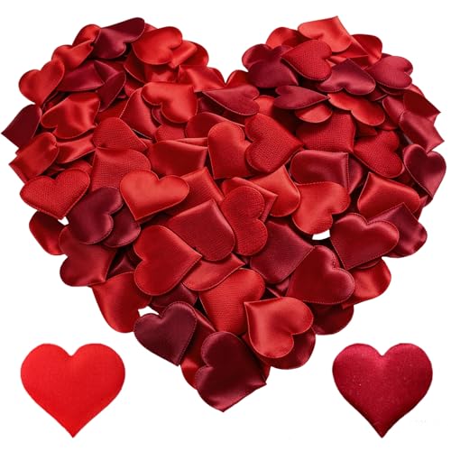 ZenyTra Lot de 220 confettis 3D en forme de cœur - Bordeaux et bordeaux - 3,5 cm - Éponge pour...