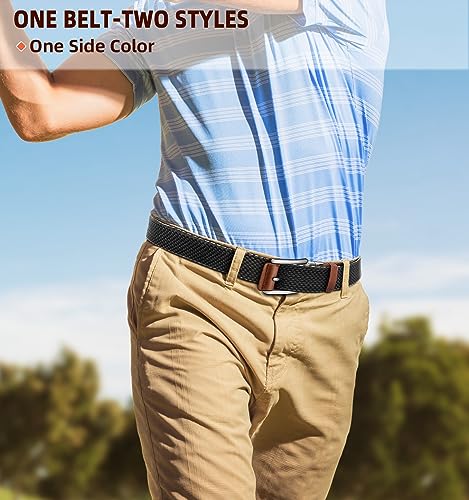 Image of BULLIANT Men Belt Rerversible Golf Belt Stretch Braided for Gift Men 1 3 /8 inch-2 In 1 Belt
