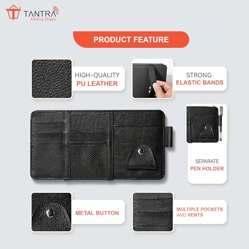 Image of TANTRA Car Sun Visor Organizer Stylish Storage Solution (Black)