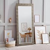 Naomi Home Mosaic Full Length Mirror 66 L x 32 W Large Decorative Wall Mirror with Faux Wood Frame Tall Full Body Floor in Elegant Champagne for Bedroom and Living Room