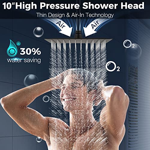Pdpbath All Metal Shower Head With Handheld Combo, High Pressure 10" Rainfall Shower Head With Upgrade Adjustable Extension Arm, 70" Extra Long Shower Hose, 3-Way Diverter-Oil Rubbed Bronze #TOP1