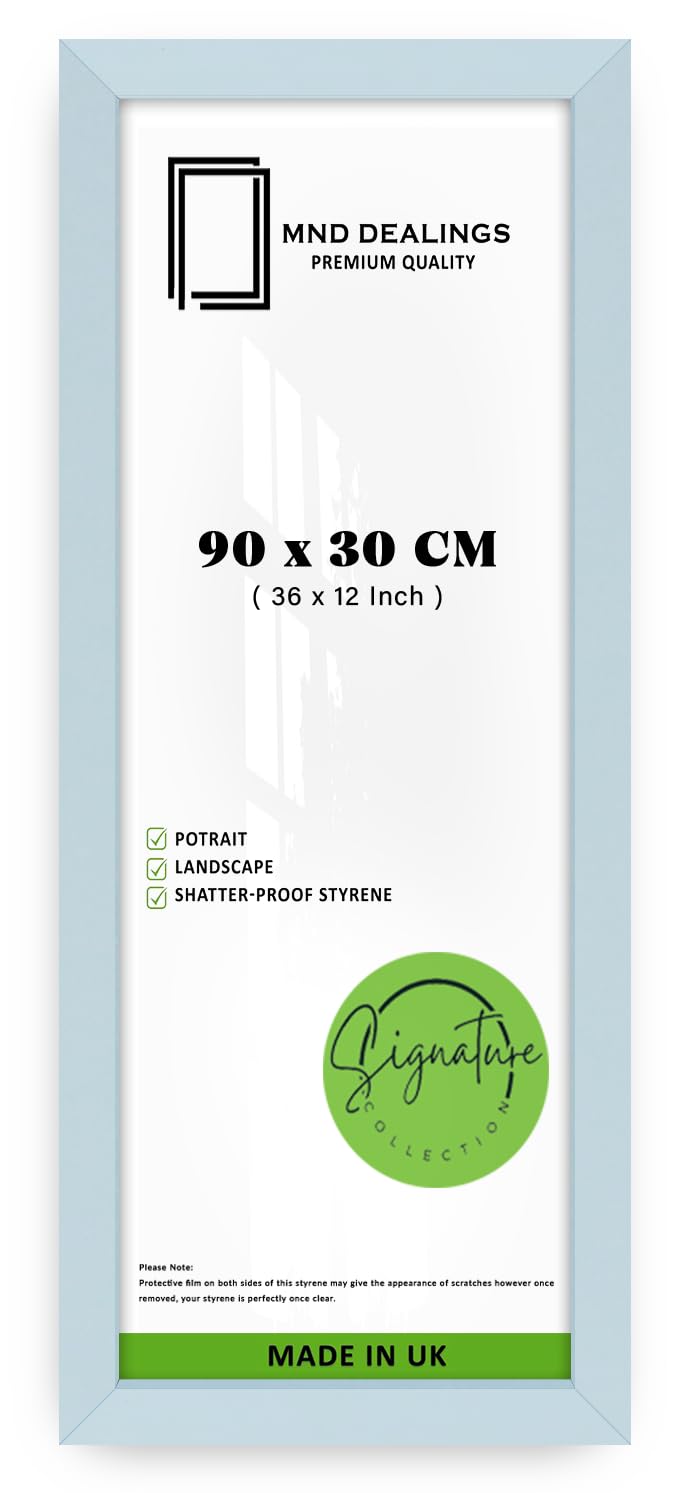 MND Dealings | MDF Picture Frame (90 x 30 CM) Perfect for Home, Office & Art Gallery Wall Décor, Sleek Engineered MDF Wood Finish with Hanging Hooks [ Light Grey ] — image 1