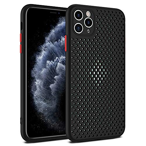 Asuthink Coque pour iPhone 11 Pro, Housse TPU Étui en Silicone pour iPhone 11 Pro Case Cover, Respirant, Dissipation Thermique, Compatible avec la Charge sans Fil - Noir Cover