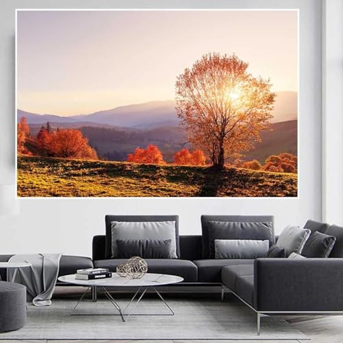 Peinture sur toile paysage forêt d'automne imperméable 40x60 cm