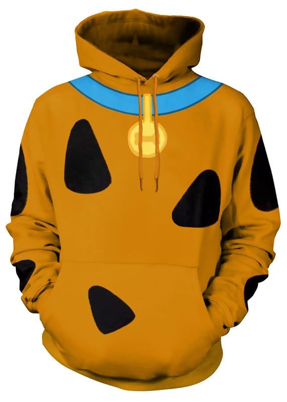 Dxvsaxi Dog Tag Spots Hoodie Adult Brown Pullover Sweatshirt Halloween Costume Funny Cosplay Sweatshirt L