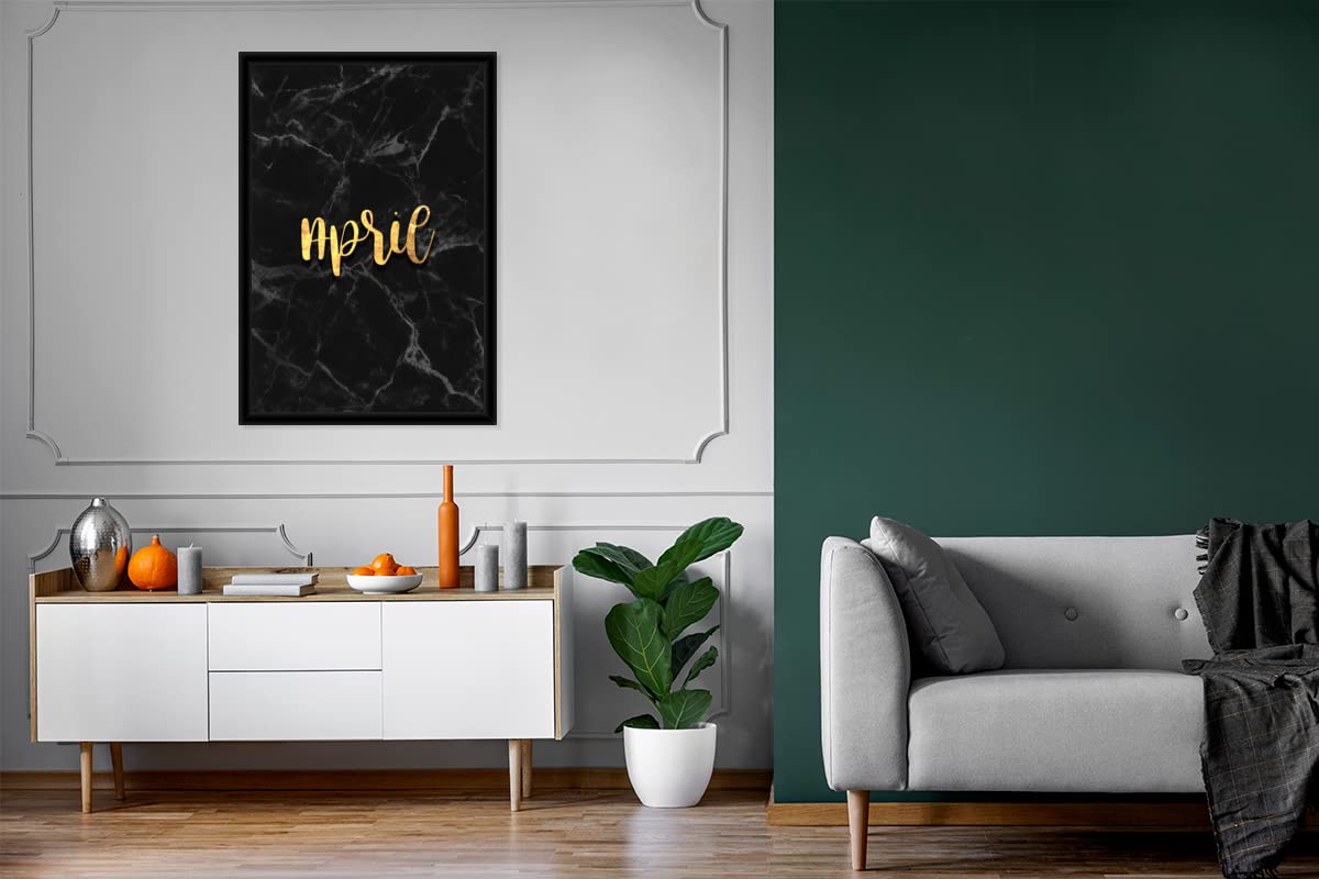 MuchoWow Poster Bilder Wanddeko Deko Wohnzimmer 80x120 cm Zitat - Kalender - April - Gold