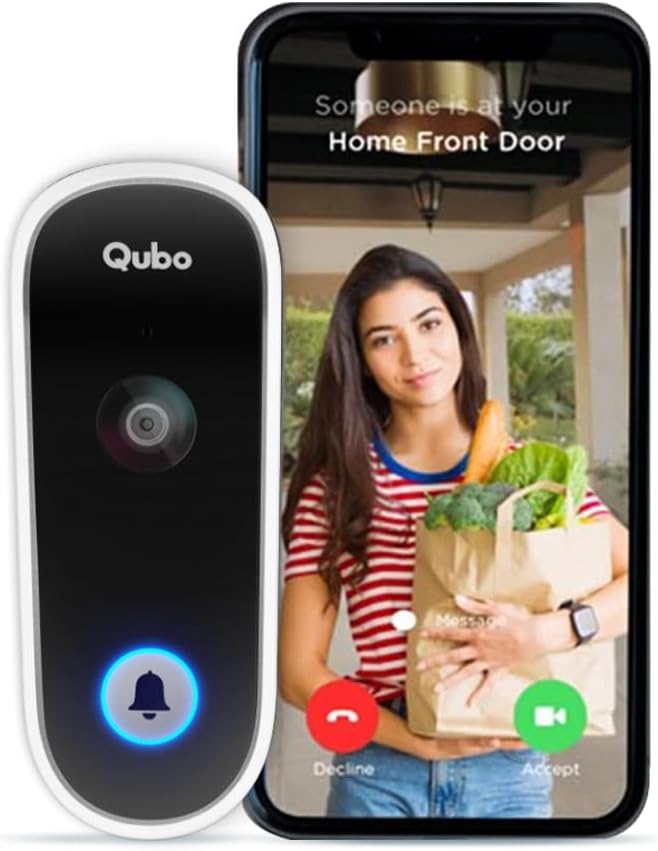 Smart WiFi Wireless Video Doorbell (White) from Hero Group | Instant Visitor Video Call | Intruder Alarm System | Easy Plug & Play AC Chime | 2-Way Talk | 1080P FHD Camera | Night Vision