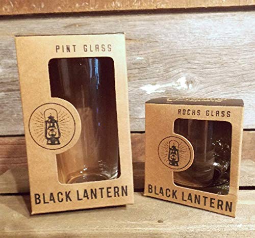 Black Lantern Whiskey Glasses – Handmade Whiskey Glass Set And Bar Glasses – Camping In The Woods (Set Of Two 11Oz. Glasses) - Set Of 2 Cocktail Glasses, Kitchen Cups - Screen Printed Cabin Decor #TOP4