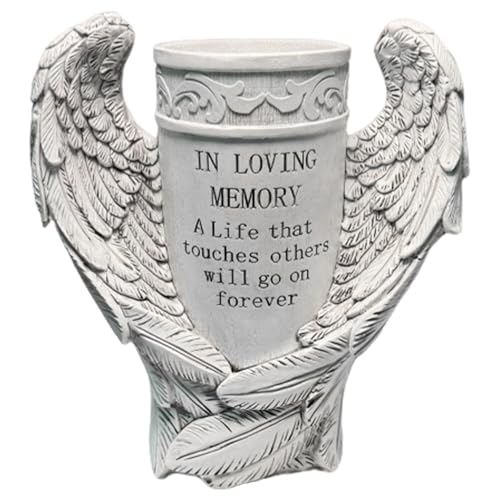 Cemetery Vases For Grave, Cemetery Vase, Memorial Grave Vase with Spike Angel Grave Flower Holders Resin Cemetery Decorations for Cemetery Headstone, Grave Decorations For Cemetery