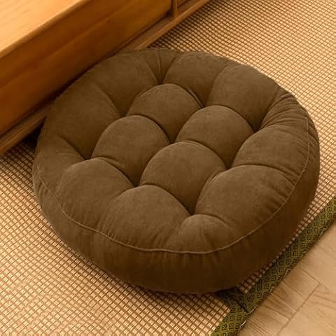 Gfobip Meditation Floor Pillow Large Floor Seat Pillows Cushion for Adults Round Pillow Corduroy Round Floor Cushions for Living Room Tatami Yoga,Brown,16.5x16.5 Inch Cover