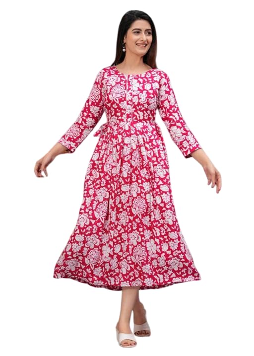 Womens & Grils Red Floral Maternity Kurti-picture-31