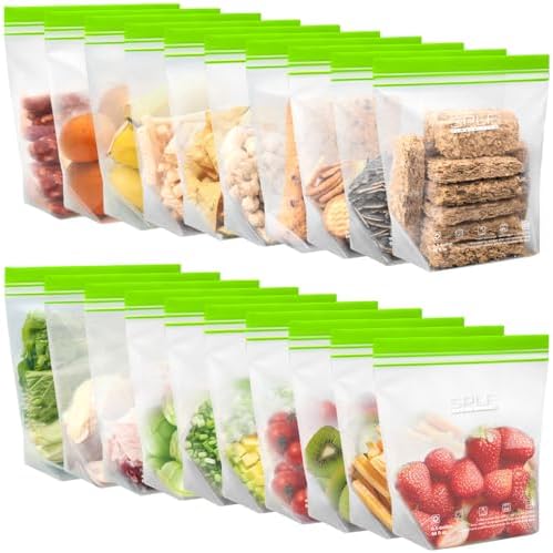 SPLF 12 Pack Reusable Sandwich Bags Dishwasher Microwave Safe, BPA Free Extra Thick Leakproof Reusable Food Storage Bags, Silicone Free Containers for Meal Prep, Fridge Kitchen Organization