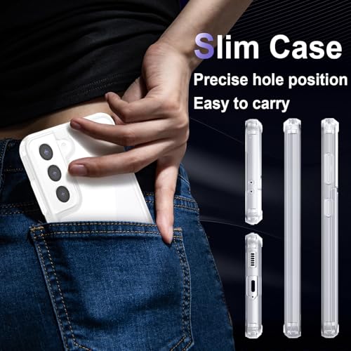 Image of Case for Samsung Galaxy S21, Military Grade Drop Protection Phone Case, Yellowing Resistant, Anti-Scratch Hard PC Back, Shockproof Hard Ultra-Thin Protective Cover, Clear